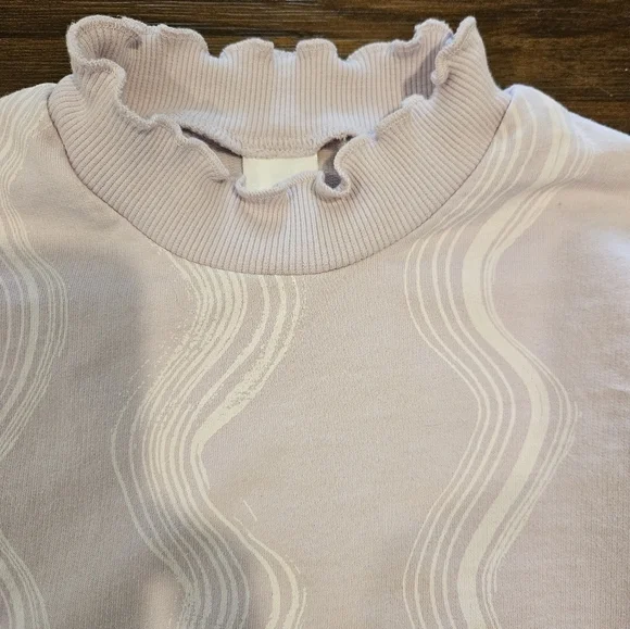 OPEN EDIT GIRL'S LILAC & WHITE SWIRLS LONG SLEEVED ORGANIC COTTON TOP SIZE 5 - Picture 3 of 8